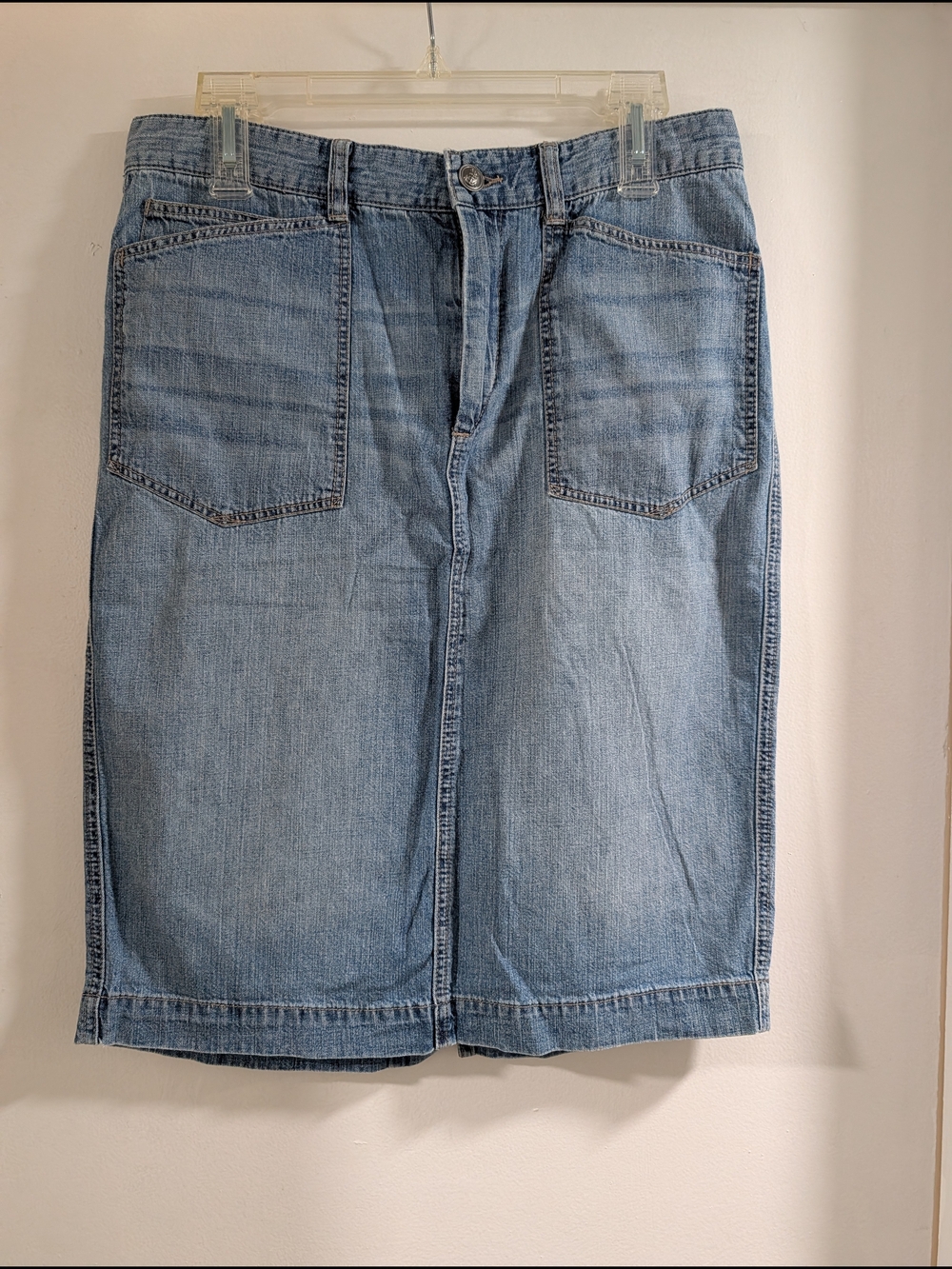 Lauren Ralph Lauren Light Blue Denim Skirt with Front Pockets